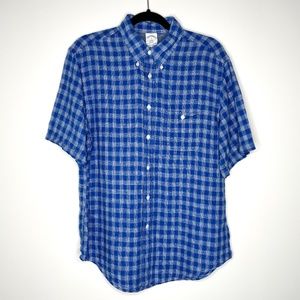 Brooks Brothers Linen Plaid Short Sleeve Shirt